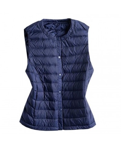 Women Sleeveless Jacket New Autumn Winter Ultra Light White Duck Down Vest Female Outwear Warm Waistcoat Slim Vest Coat AB427...