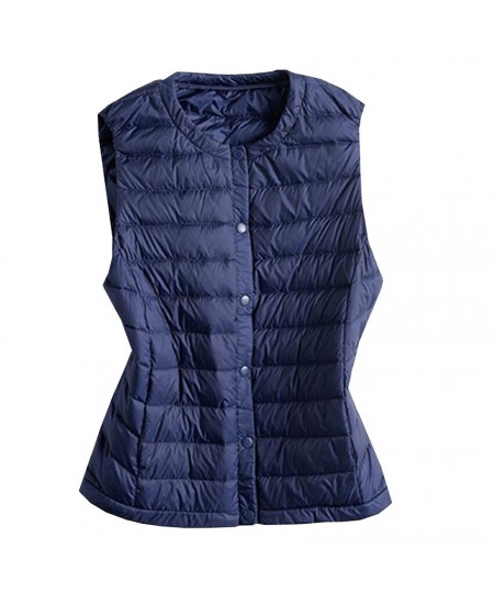 Women Sleeveless Jacket New Autumn Winter Ultra Light White Duck Down Vest Female Outwear Warm Waistcoat Slim Vest Coat AB427...