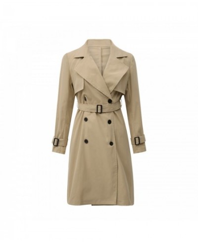 Women's Long Trench Solid Color Long Sleeve Lapel Wind Coat with Belt Double-breasted Spring Autumn Ladies Casual Outwear $47...