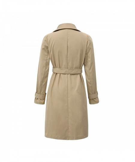 Women's Long Trench Solid Color Long Sleeve Lapel Wind Coat with Belt Double-breasted Spring Autumn Ladies Casual Outwear $47...