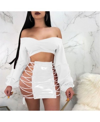 2023 club sexy hollow out lace-up design lady mini skirt popular cool fashion pu leather charming women's short skirt $32.29 ...