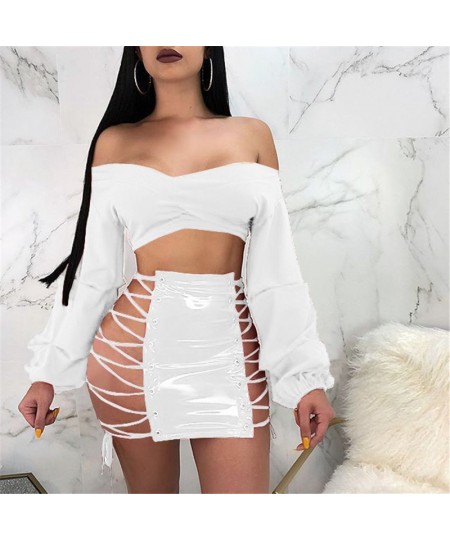 2023 club sexy hollow out lace-up design lady mini skirt popular cool fashion pu leather charming women's short skirt $32.29 ...