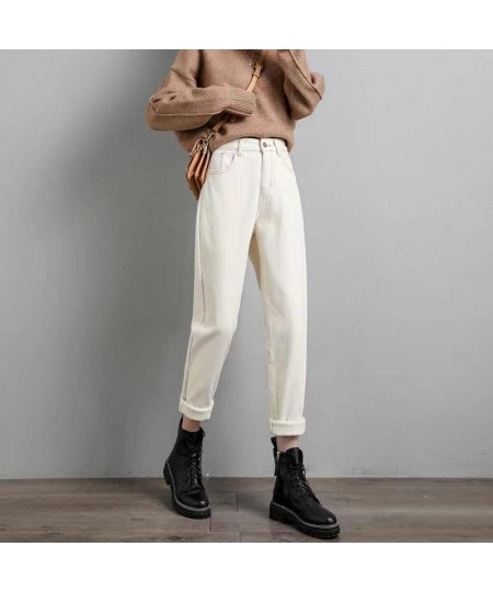 Pantalon High Quality Winter Thick High Waist Warm Loose Casual Jeans Thick Women's Pants Mom Casual Velvet Denim Trousers $5...