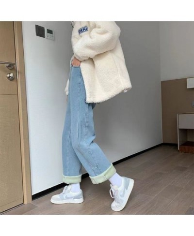 Pantalon High Quality Winter Thick High Waist Warm Loose Casual Jeans Thick Women's Pants Mom Casual Velvet Denim Trousers $5...