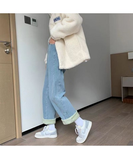 Pantalon High Quality Winter Thick High Waist Warm Loose Casual Jeans Thick Women's Pants Mom Casual Velvet Denim Trousers $5...