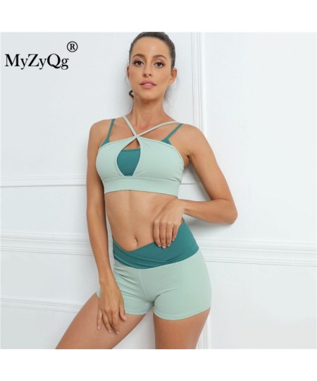 Women Double Shoulder Strap Two Piece Yoga Set Fitness Sports Running Bras Shorts Casual Tracksuit Gym Sportswear Workout Sui...