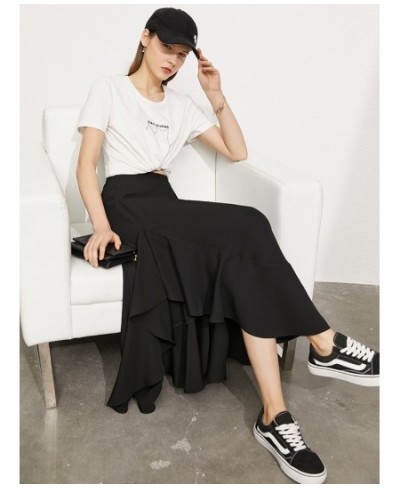 Minimalism Summer New Fashion Skirt For Women Offical Lady Solid High Waist Asymmetrical Ankellength Women's Dress 12170218 $...