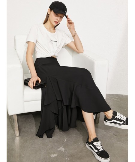 Minimalism Summer New Fashion Skirt For Women Offical Lady Solid High Waist Asymmetrical Ankellength Women's Dress 12170218 $...