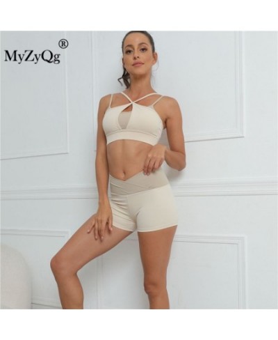 Women Double Shoulder Strap Two Piece Yoga Set Fitness Sports Running Bras Shorts Casual Tracksuit Gym Sportswear Workout Sui...