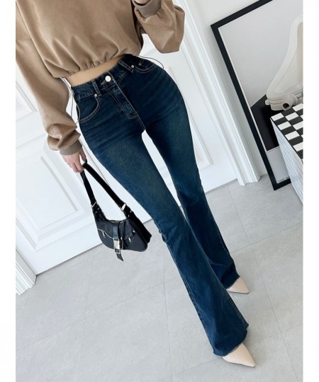 Vintage Gray Wide Leg Pants Women 2023 Chic High Waisted Elastic Denim Ladies Jeans Bell Summer Korean Elegant Length Bottoms...