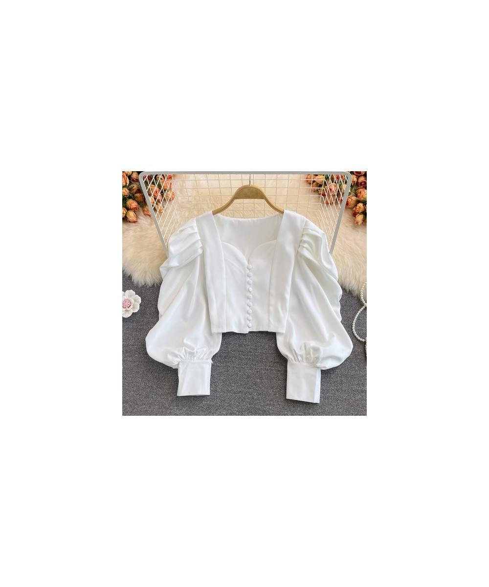 french chic blusa feminina crop top woman white blouses vintage femme blusas elegantes female shirts long sleeve tops for wom...