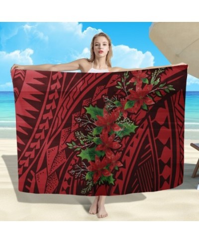 Tahiti Island Logo Print Black Lava Lava For Women Cover Up Skirt One Piece Polynesian Lavalava Beach Long Sarong Skirt $35.7...