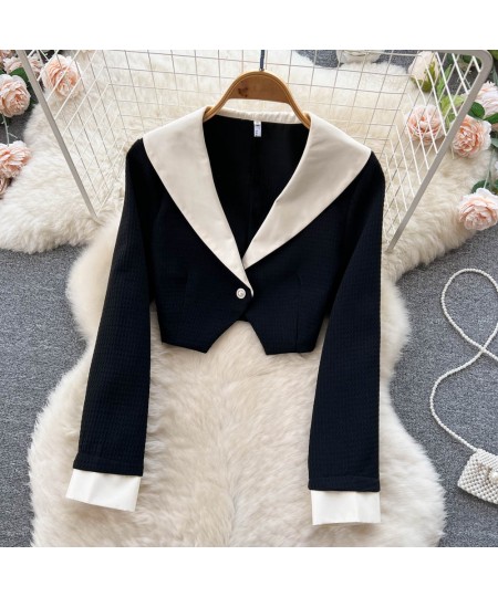 Office Ladies Black White Elegant Skirts Outfits Korean Business Short Blazers and High Waist Chic Trumpet Dress Two Piece Se...