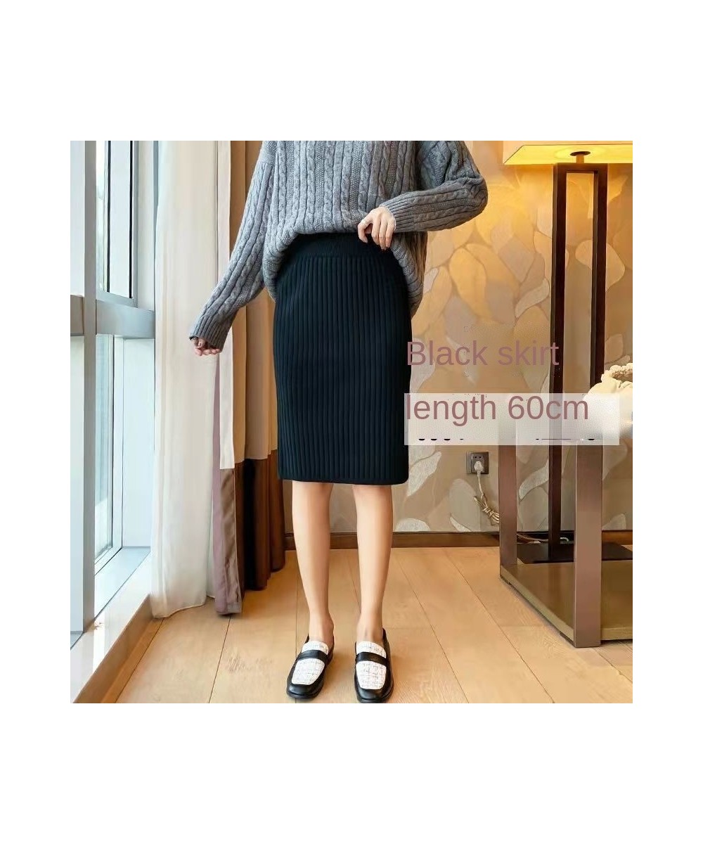 60/70/80cm Womens Knitted Skirts Korean High Waist Mid-long 2022 Autumn Winter Elegant Open-forked One-step Slim Chic Skirt $...