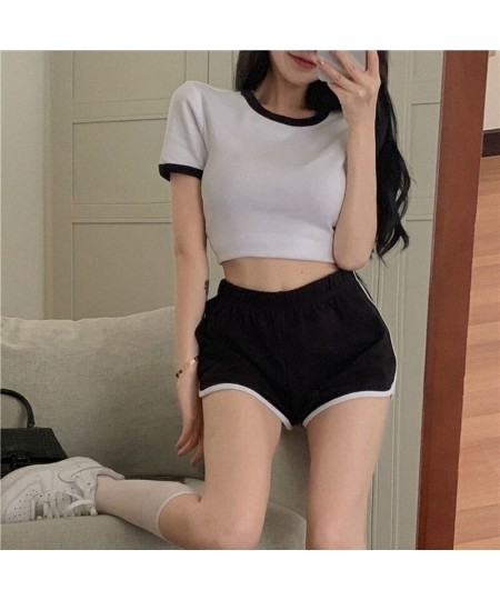 Sets Women Crop Top Workout Joggers Shorts Summer Patchwork Navel T-shirts All-match Sexy Slim Casual Breathable Aesthetic $2...