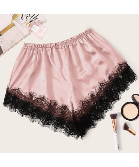 Sleep Bottoms Lace Pajamas Women Sleepwear Lingerie Satin Casual Short Pants Home Clothes Summer Loungewear $19.83 - Sleepwears