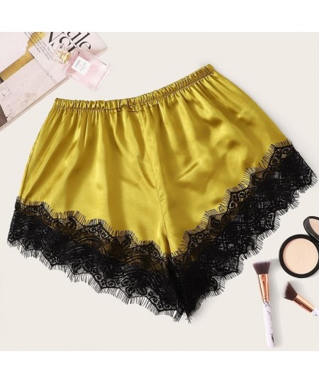 Sleep Bottoms Lace Pajamas Women Sleepwear Lingerie Satin Casual Short Pants Home Clothes Summer Loungewear $19.83 - Sleepwears