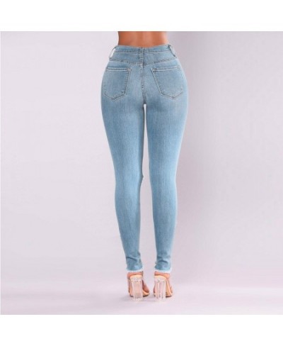 Jeans with Crosses on Pockets for Women Fashion Women Jeans Denim Hole Female High Women Stretch Jeans Pants Petite Ripped $4...