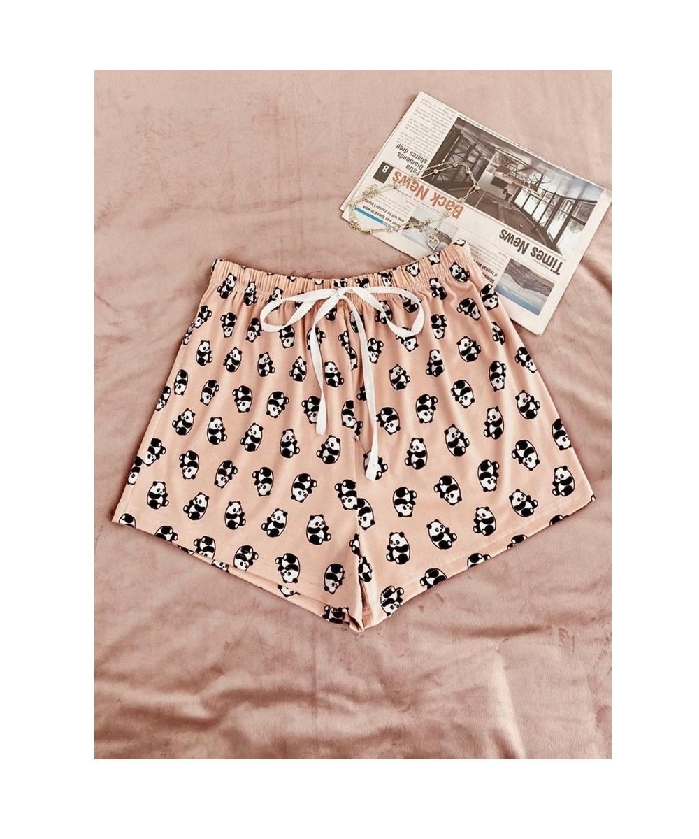 Summer Women's Pajama PJ Pants Lounge Panda Elastic Waist Drawstring Shorts Trousers Pink Casual Pyjama Homewear Cloth $25.07...