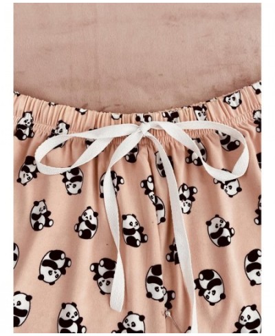 Summer Women's Pajama PJ Pants Lounge Panda Elastic Waist Drawstring Shorts Trousers Pink Casual Pyjama Homewear Cloth $25.07...