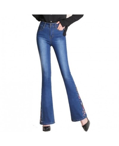 2023 new autumn Flare Jeans Women Embroidery High Waist Bell Bottom Skinny Jeans Slim Denim Pants trousers r275 $56.43 - Jeans