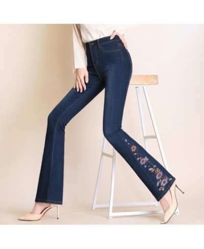 2023 new autumn Flare Jeans Women Embroidery High Waist Bell Bottom Skinny Jeans Slim Denim Pants trousers r275 $56.43 - Jeans