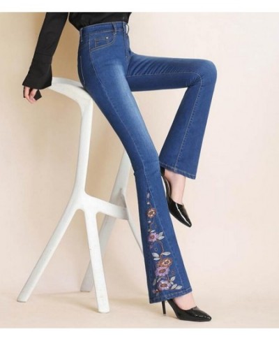 2023 new autumn Flare Jeans Women Embroidery High Waist Bell Bottom Skinny Jeans Slim Denim Pants trousers r275 $56.43 - Jeans