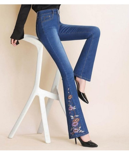 2023 new autumn Flare Jeans Women Embroidery High Waist Bell Bottom Skinny Jeans Slim Denim Pants trousers r275 $56.43 - Jeans