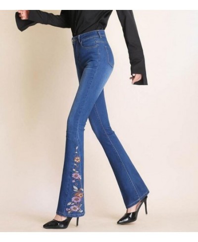 2023 new autumn Flare Jeans Women Embroidery High Waist Bell Bottom Skinny Jeans Slim Denim Pants trousers r275 $56.43 - Jeans