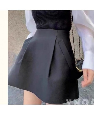 A Line Puffy Mini Black Skirt Women High Waist Korean Style Fall Wild Casual Sexy Retro Y2k Suits Faldas Mujer Moda 2023 Jupe...