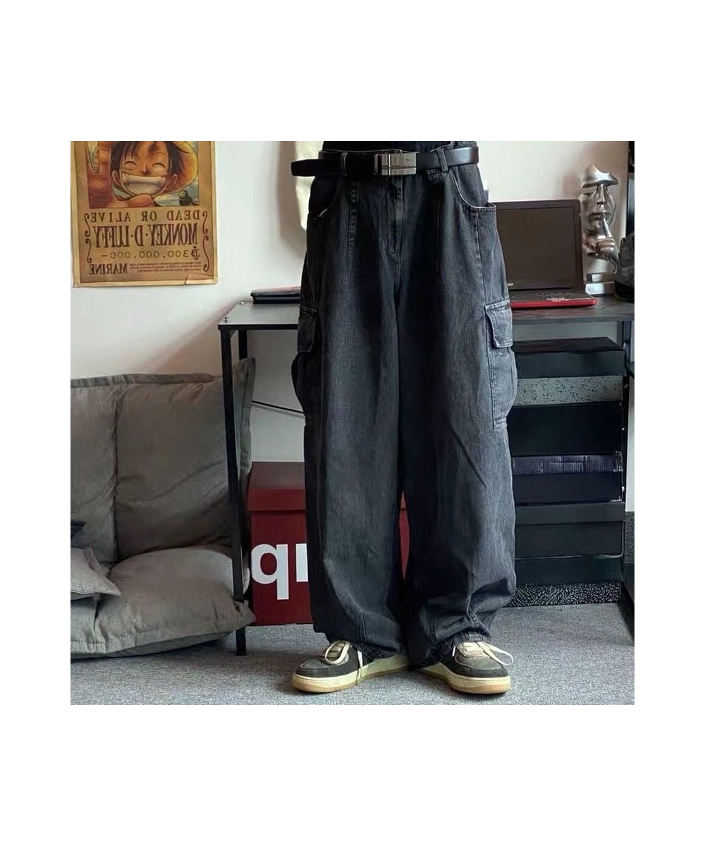 Baggy Jeans Trousers Male Denim Pants Black Wide Leg Pants Men Jeans Oversize Cargo Korean Streetwear Hip Hop Harajuku $49.62...