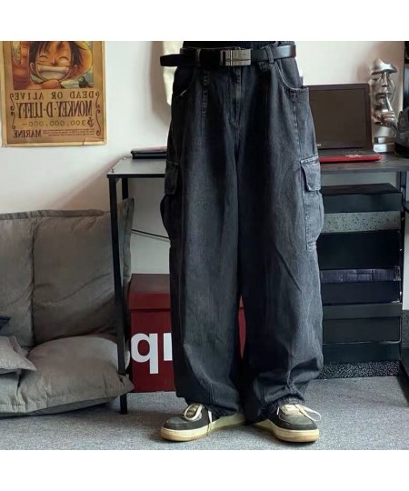 Baggy Jeans Trousers Male Denim Pants Black Wide Leg Pants Men Jeans Oversize Cargo Korean Streetwear Hip Hop Harajuku $49.62...