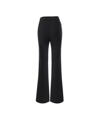 Womnen Black Wide Leg Pants High Waist Chain Zipper Full Length Quality Trousers $75.10 - Bottoms