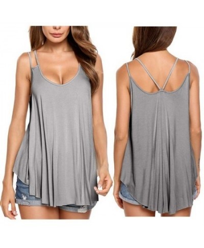 Women's Loose Casual Sexy O Neck Pleated Flowy Tank Top Solid Sleeveless Cotton Summer Tops Plus Size 5XL $20.90 - Tops & Tees