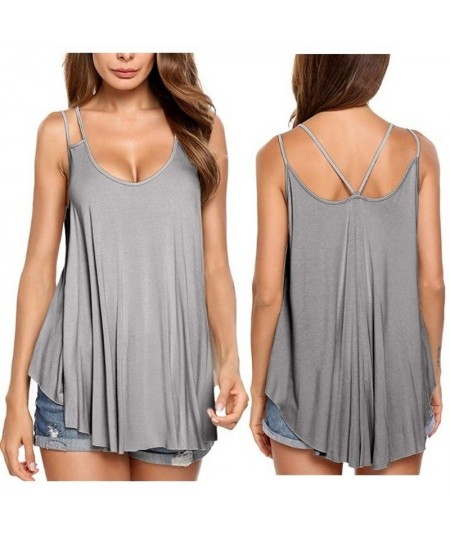 Women's Loose Casual Sexy O Neck Pleated Flowy Tank Top Solid Sleeveless Cotton Summer Tops Plus Size 5XL $20.90 - Tops & Tees