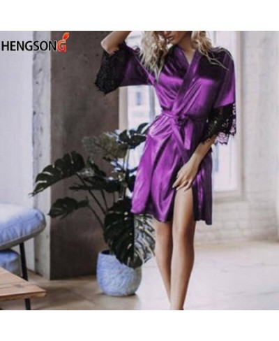 2022 New Sexy Lingerie Robes women's Fashion Sexy Long Lace Sleepwear Long Sleeve Bathrobe Female Sleep Robes Underwear $19.9...