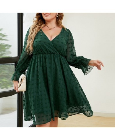 Autumn Winter Fashion Plus Size Solid Color Flower Dress Women Long Sleeve Waist Oversized Vestidos De Fiesta Aesthetic Cloth...