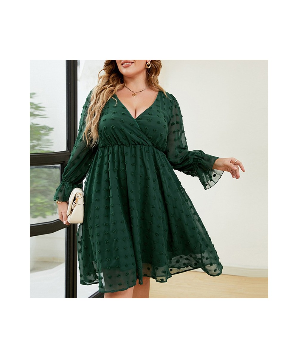 Autumn Winter Fashion Plus Size Solid Color Flower Dress Women Long Sleeve Waist Oversized Vestidos De Fiesta Aesthetic Cloth...