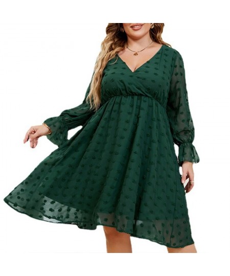 Autumn Winter Fashion Plus Size Solid Color Flower Dress Women Long Sleeve Waist Oversized Vestidos De Fiesta Aesthetic Cloth...