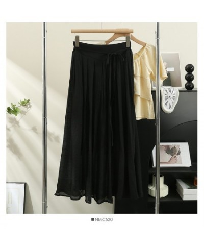 Bandage Long Skirts Women 2023 Summer Elegant High Waist Solid Stretch Pleated Skirt Office Lady Temperament Fashion $29.42 -...