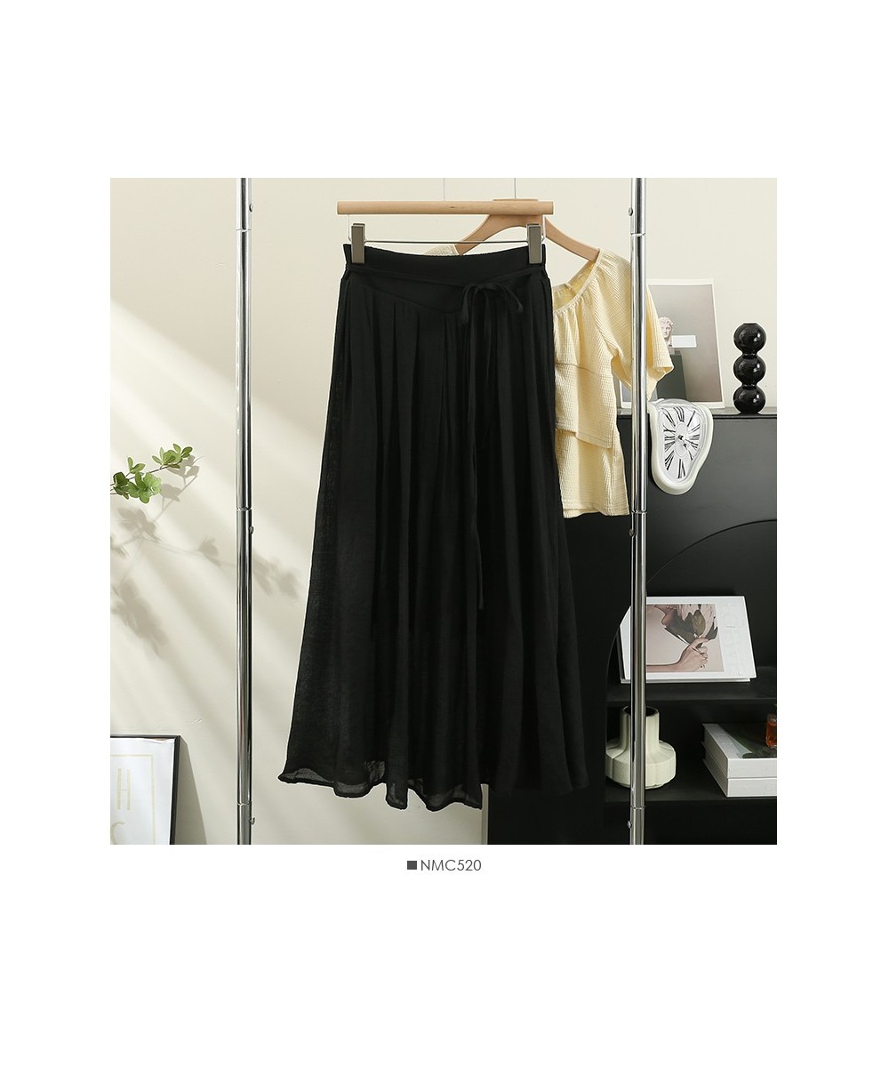 Bandage Long Skirts Women 2023 Summer Elegant High Waist Solid Stretch Pleated Skirt Office Lady Temperament Fashion $29.42 -...