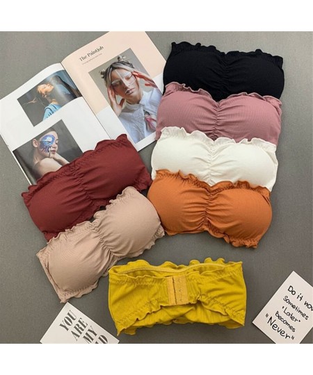 Breathable ruffles Tube Bra Strapless Crop Tops Women Ladies Sexy Bralette Bra Bandeau Boob Underwear $19.95 - Underwear