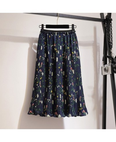 New Spring Summer Plus Size Midi Skirt For Women Large Casual Loose Elastic Waist Floral Print Pleated Skirts 4XL 5XL 6XL 7XL...