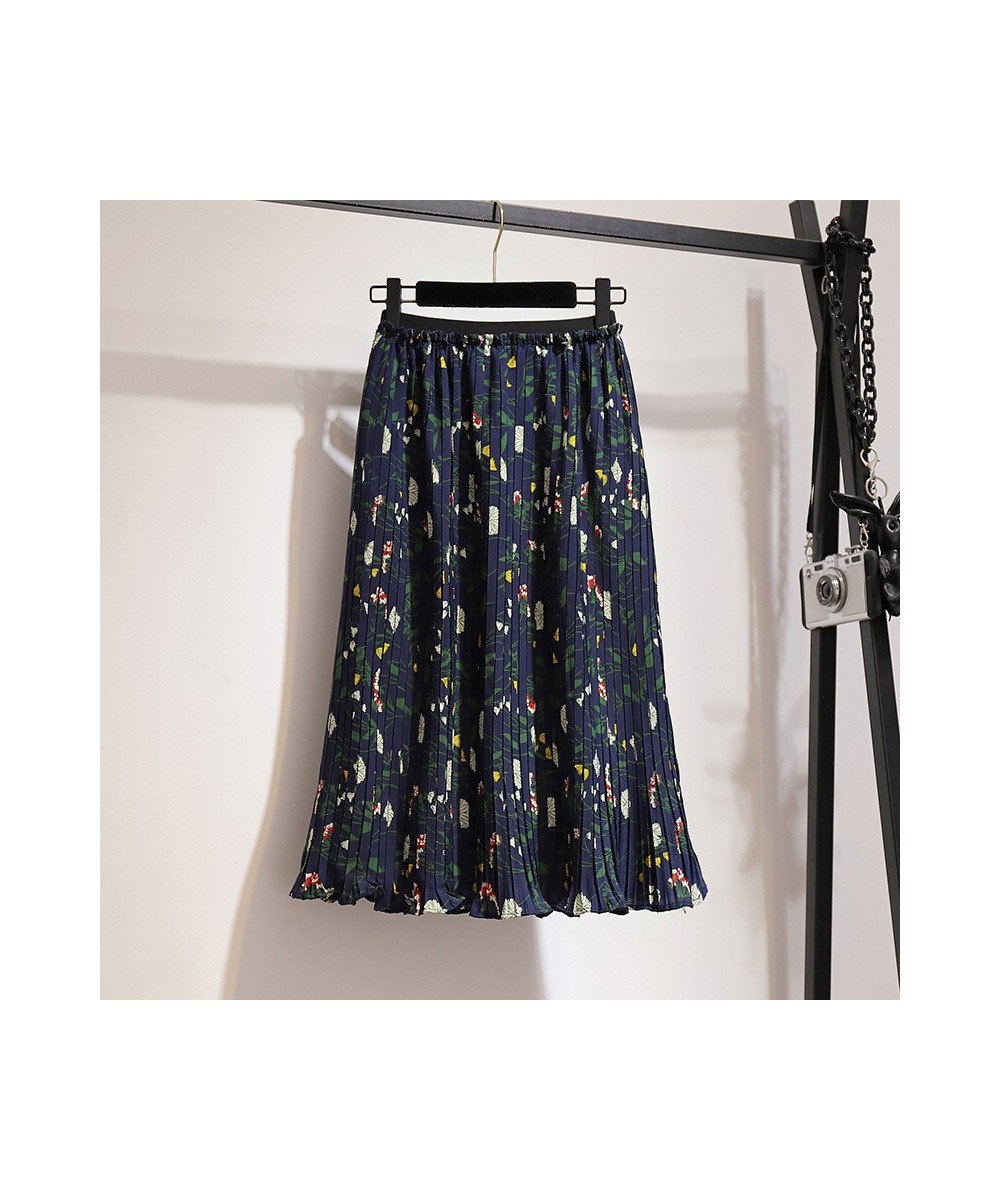 New Spring Summer Plus Size Midi Skirt For Women Large Casual Loose Elastic Waist Floral Print Pleated Skirts 4XL 5XL 6XL 7XL...