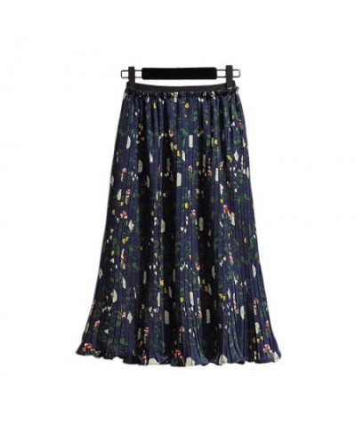 New Spring Summer Plus Size Midi Skirt For Women Large Casual Loose Elastic Waist Floral Print Pleated Skirts 4XL 5XL 6XL 7XL...