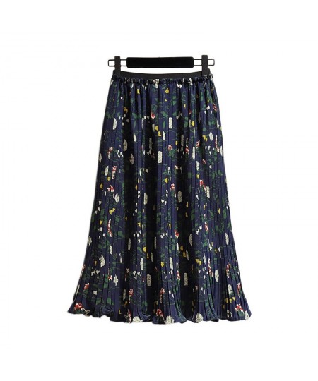 New Spring Summer Plus Size Midi Skirt For Women Large Casual Loose Elastic Waist Floral Print Pleated Skirts 4XL 5XL 6XL 7XL...