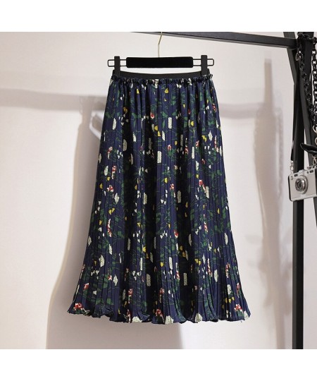 New Spring Summer Plus Size Midi Skirt For Women Large Casual Loose Elastic Waist Floral Print Pleated Skirts 4XL 5XL 6XL 7XL...