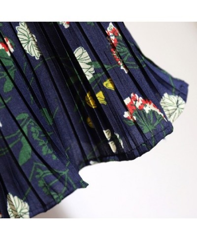 New Spring Summer Plus Size Midi Skirt For Women Large Casual Loose Elastic Waist Floral Print Pleated Skirts 4XL 5XL 6XL 7XL...