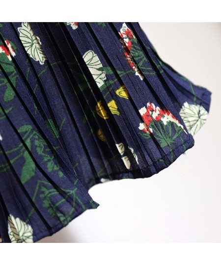 New Spring Summer Plus Size Midi Skirt For Women Large Casual Loose Elastic Waist Floral Print Pleated Skirts 4XL 5XL 6XL 7XL...