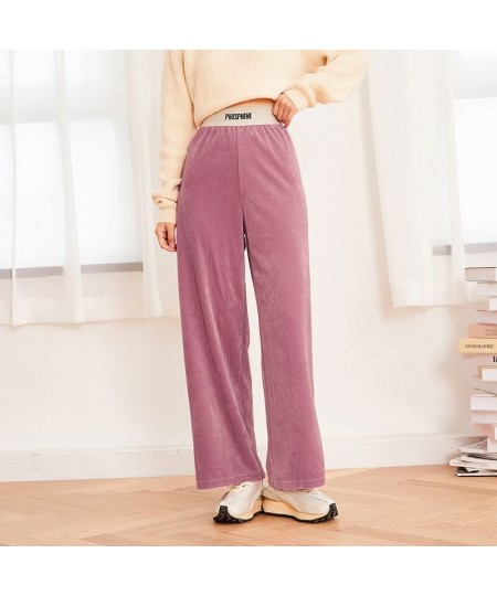 Ladies Home Pants Comfortable Retro Corduroy Wide Leg Pants Casual Fashion Wearable Velvet Home Pants $35.87 - Sleepwears